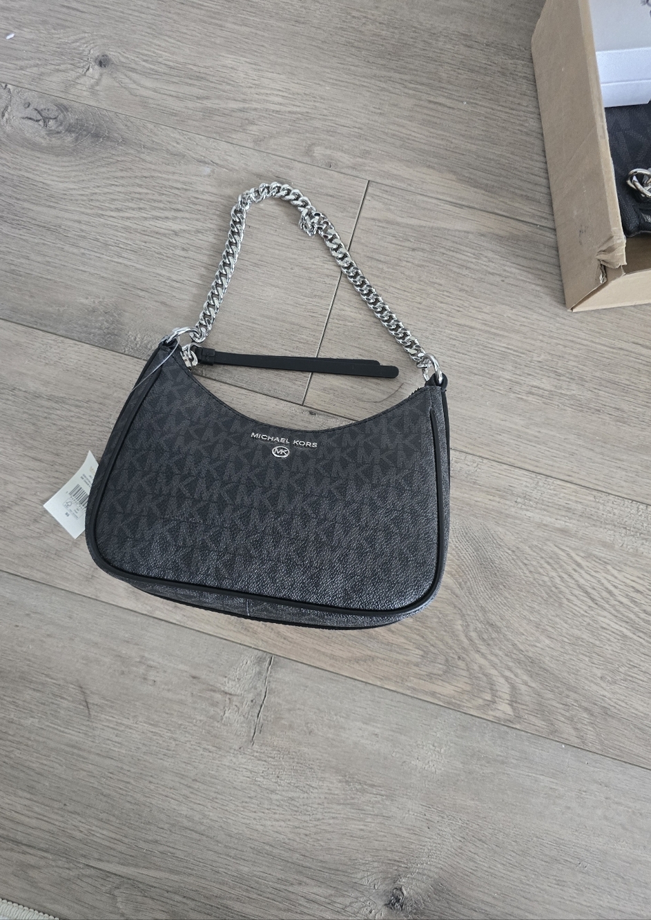 Michael Kors Black MK Logo Chain-Handle Shoulder Bag